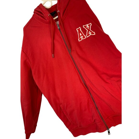 Armani Exchange Mens Red Full Zip Hoodie Sweatshirt XXL RX10638 Spelled Out - Picture 1 of 11